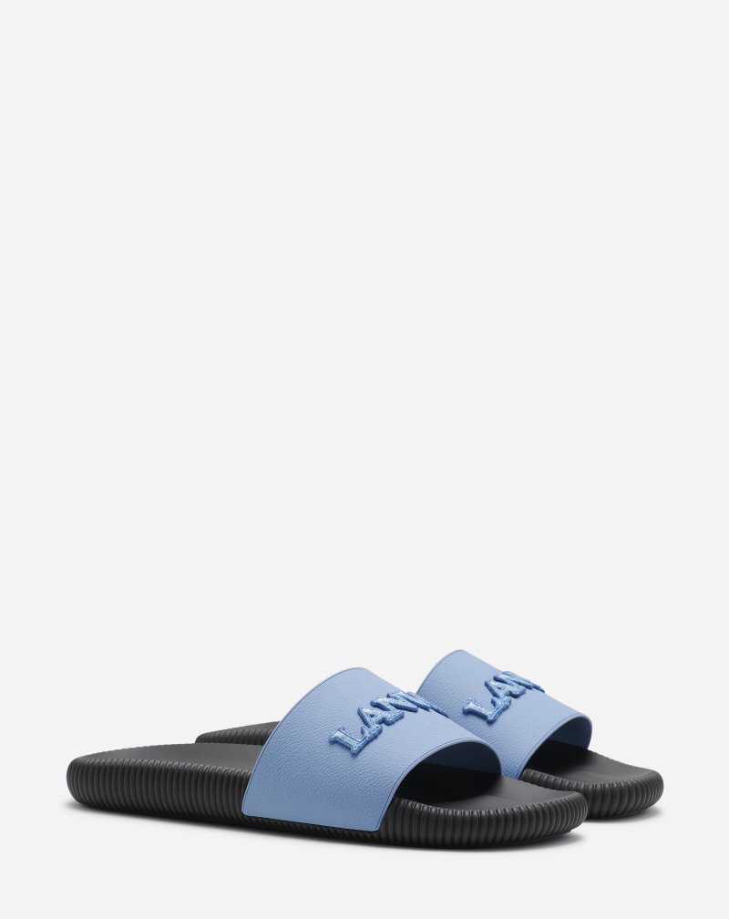 Lanvin Arpège Embroidered Slides Badtofflor Herr Blå | XF66-1696M2
