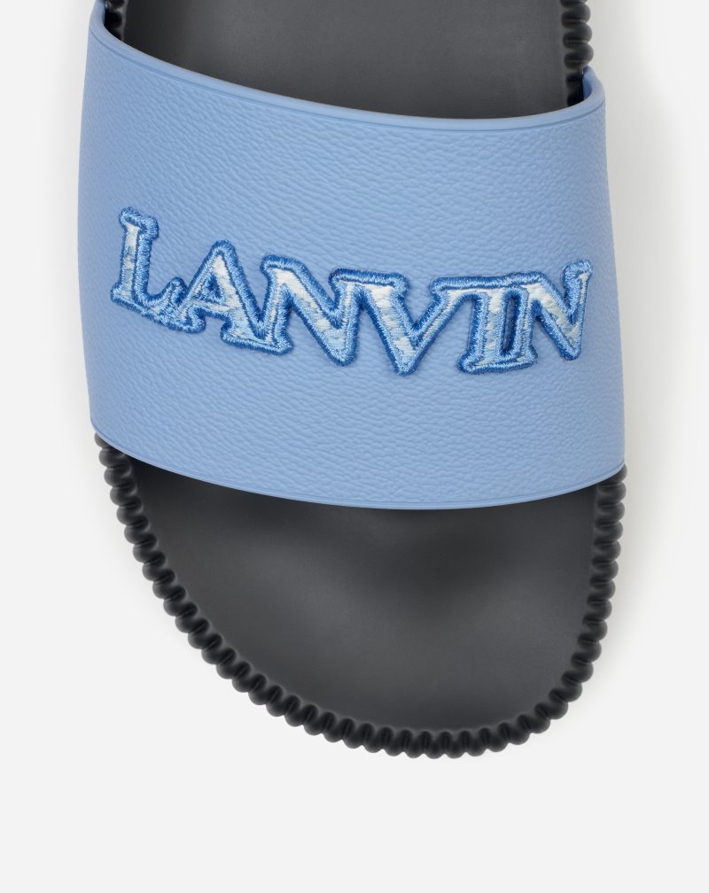 Lanvin Arpège Embroidered Slides Badtofflor Herr Blå | XF66-1696M2