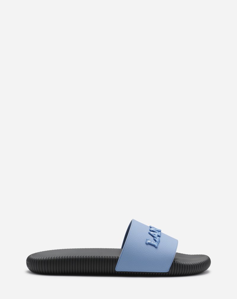 Lanvin Arpège Embroidered Slides Badtofflor Herr Blå | XF66-1696M2