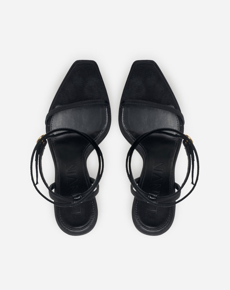 Lanvin Arpège Grosgrain Sandals Sandaler Dam Svarta | EL72-9242G6