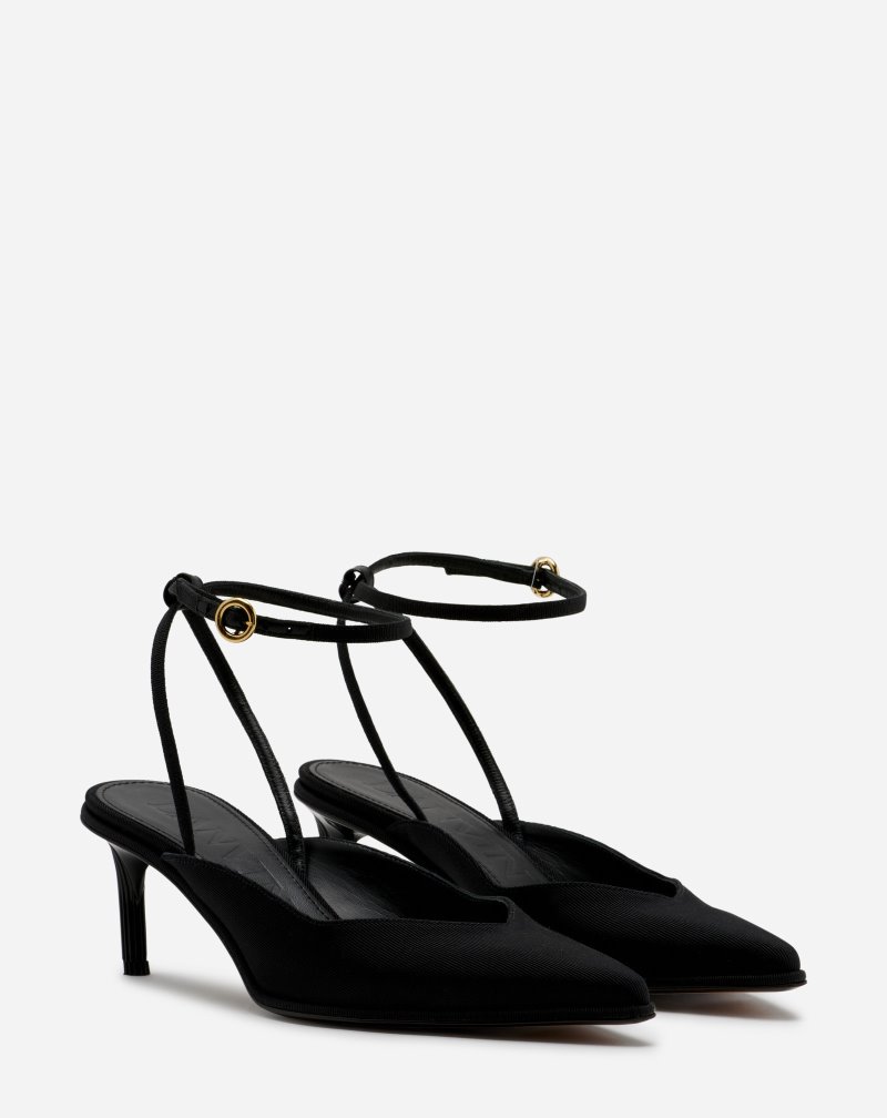 Lanvin Arpège Grosgrain Sling Back Mule Mules Dam Svarta | HO97-9577F9