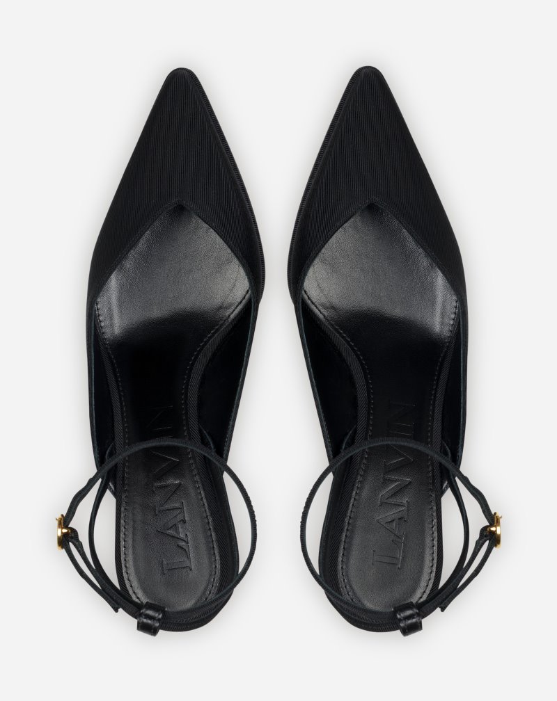 Lanvin Arpège Grosgrain Sling Back Mule Mules Dam Svarta | HO97-9577F9