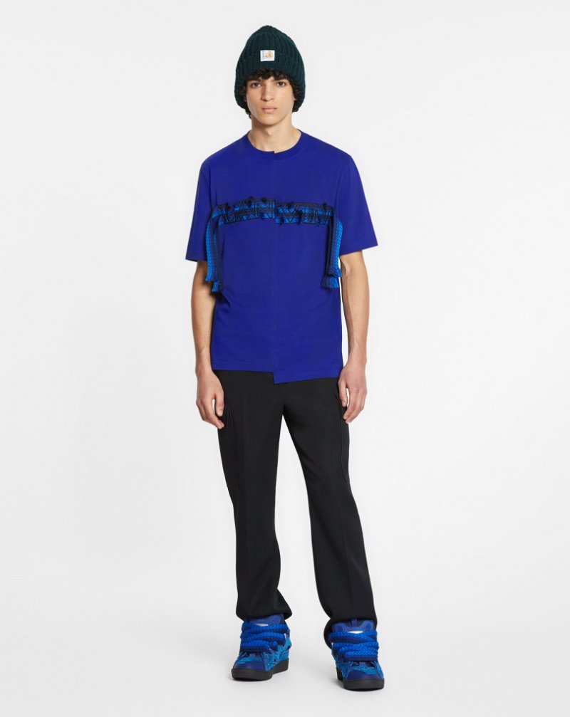 Lanvin Asymmetrical Curb Lace T Shirts T-shirt Herr Blå | RN03-0213X5
