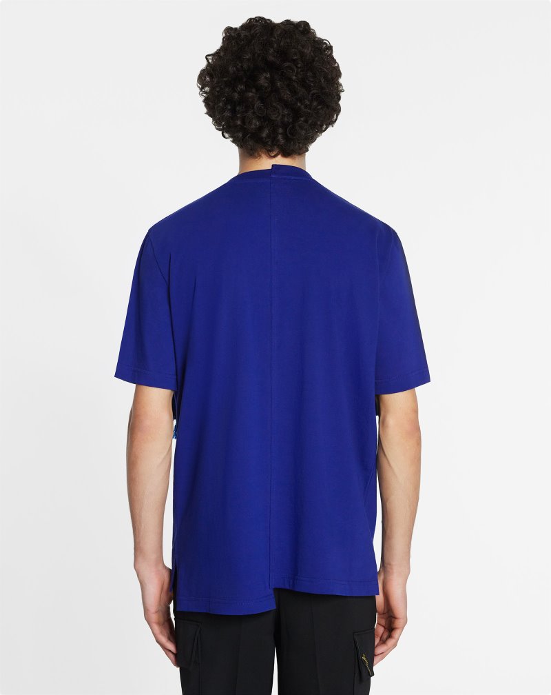 Lanvin Asymmetrical Curb Lace T Shirts T-shirt Herr Blå | RN03-0213X5