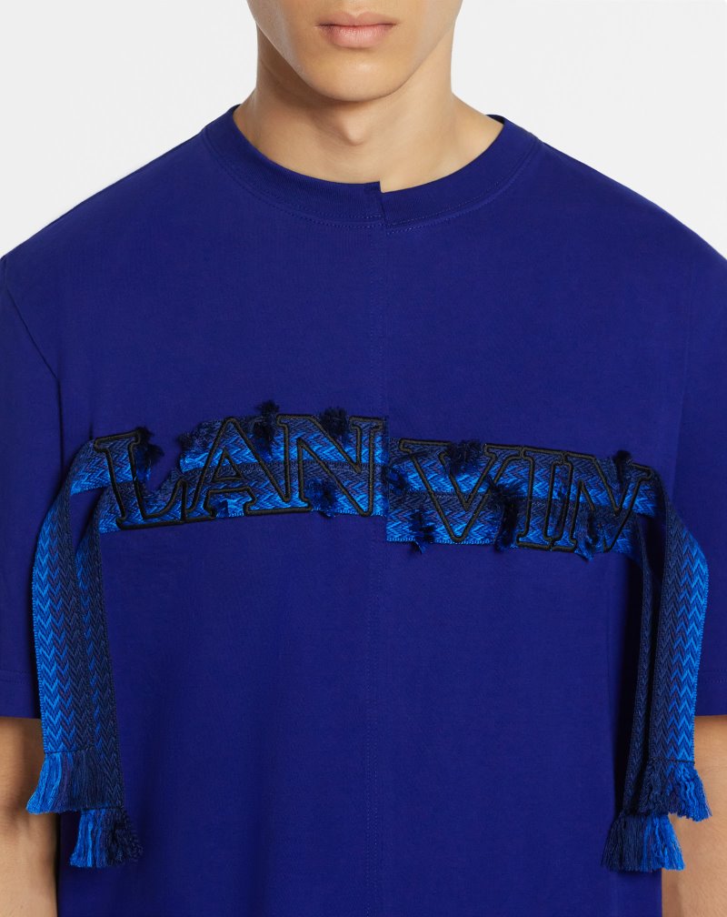 Lanvin Asymmetrical Curb Lace T Shirts T-shirt Herr Blå | RN03-0213X5