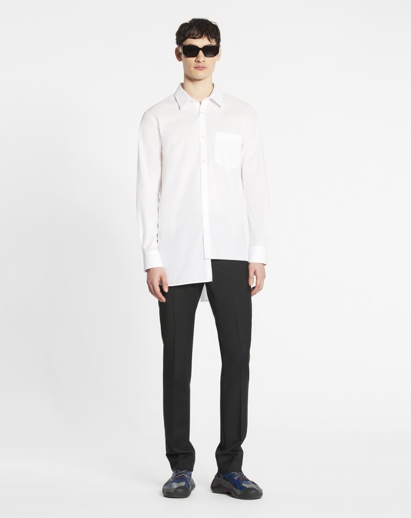 Lanvin Asymmetrical Shirts With Tone-on-tone Stripes Skjorta Herr Vita | CI81-4691L4