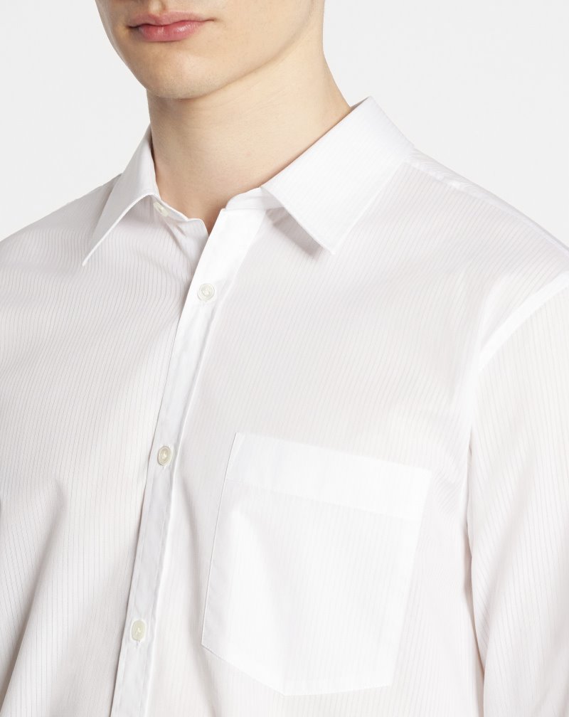 Lanvin Asymmetrical Shirts With Tone-on-tone Stripes Skjorta Herr Vita | CI81-4691L4