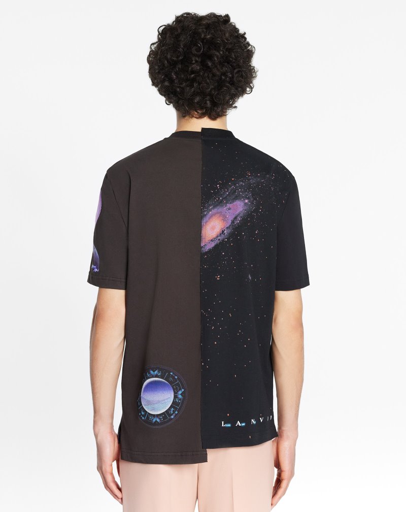 Lanvin Asymmetrical T Shirts With Sci-fi Print T-shirt Herr Kaffe | HR18-8438I7