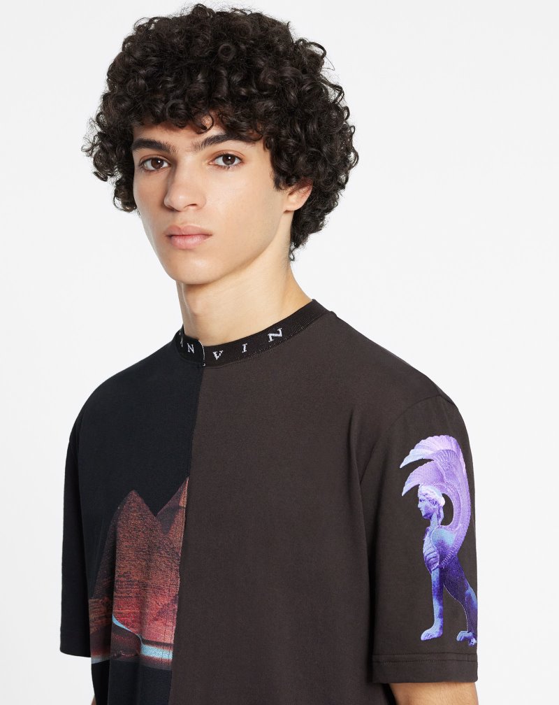 Lanvin Asymmetrical T Shirts With Sci-fi Print T-shirt Herr Kaffe | HR18-8438I7