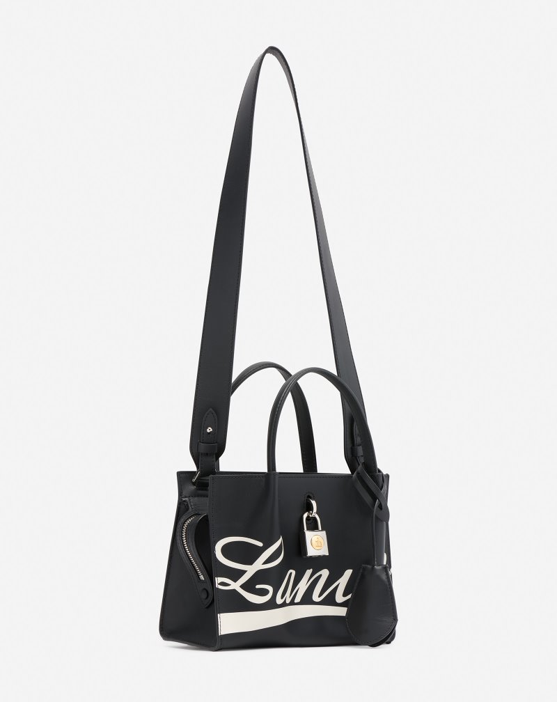 Lanvin Bogey Nano Leather Day Bag Väskor Dam Svarta Vita | BR88-7088E0