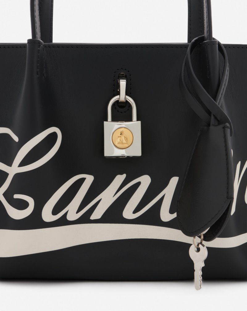 Lanvin Bogey Nano Leather Day Bag Väskor Dam Svarta Vita | BR88-7088E0