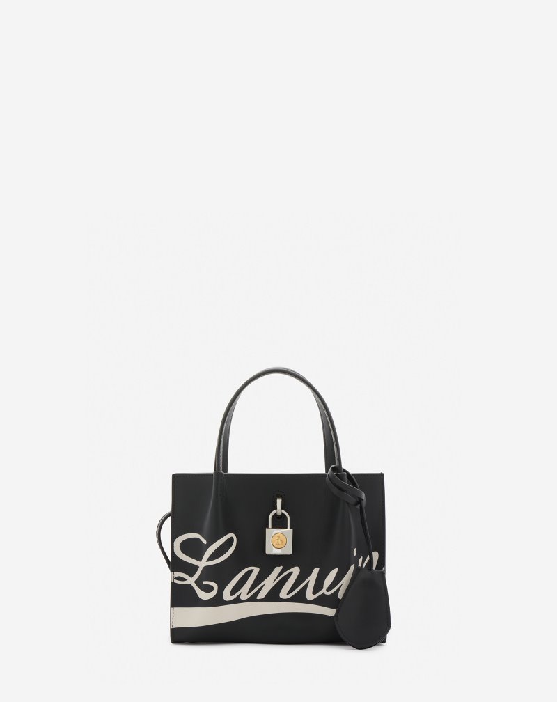 Lanvin Bogey Nano Leather Day Bag Väskor Dam Svarta Vita | BR88-7088E0