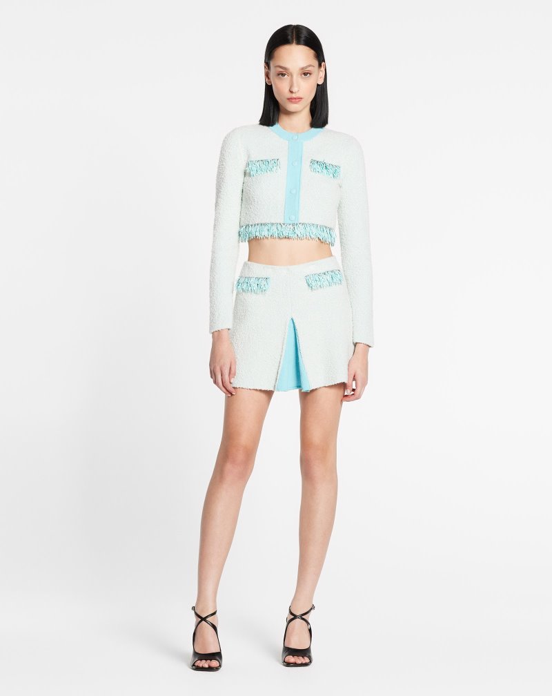 Lanvin Bouclé Knit Cardigan Kofta Dam Blå | MV94-2594W9