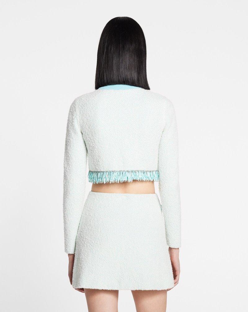 Lanvin Bouclé Knit Cardigan Kofta Dam Blå | MV94-2594W9