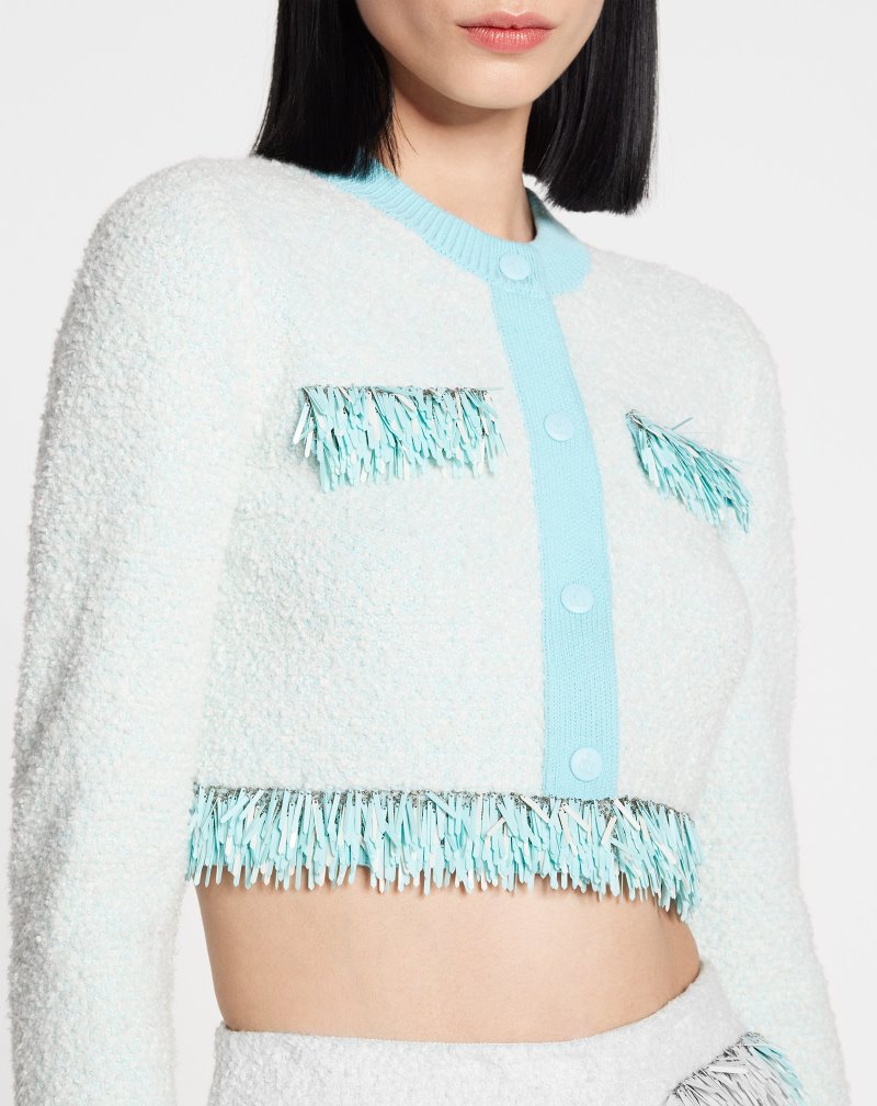 Lanvin Bouclé Knit Cardigan Kofta Dam Blå | MV94-2594W9