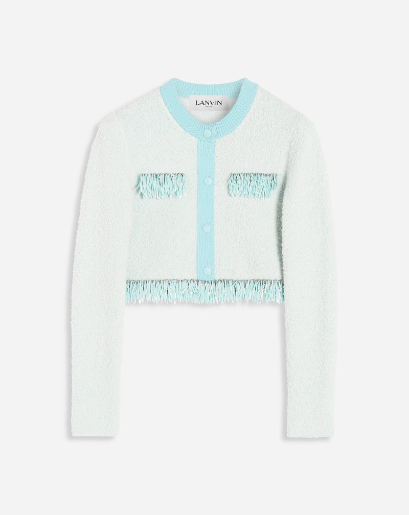 Lanvin Bouclé Knit Cardigan Kofta Dam Blå | MV94-2594W9