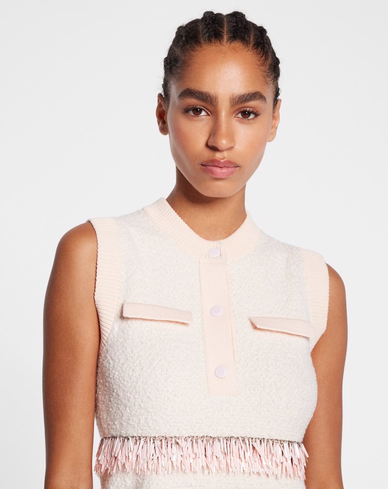 Lanvin Bouclé Knit Dress Klänning Dam Rosa | BI48-6388X7
