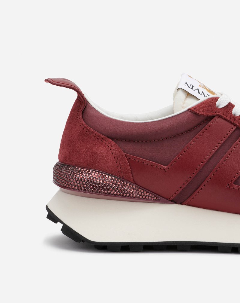 Lanvin Bumpr Sneakers In Satin And Rhinestones Sneakers Dam Mörkröda | SF90-6980C1