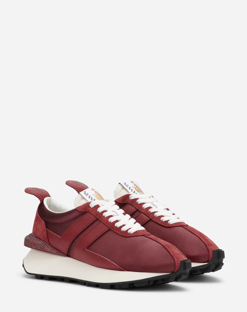 Lanvin Bumpr Sneakers In Satin And Rhinestones Sneakers Dam Mörkröda | SF90-6980C1