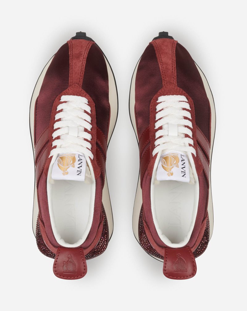 Lanvin Bumpr Sneakers In Satin And Rhinestones Sneakers Dam Mörkröda | SF90-6980C1
