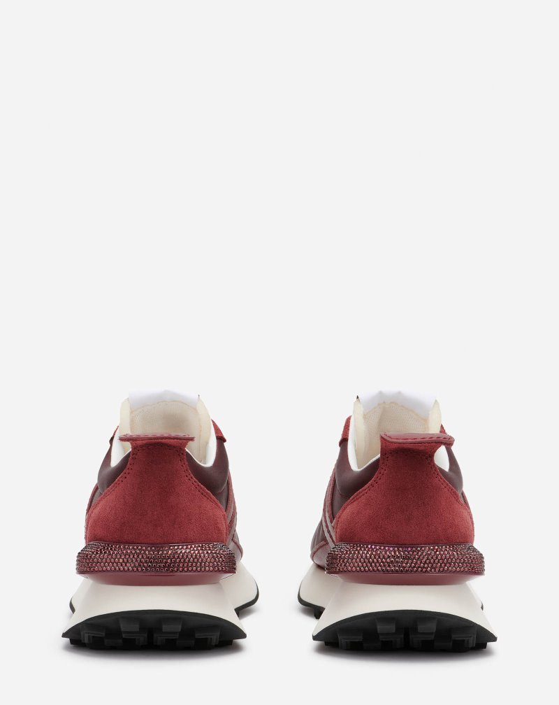 Lanvin Bumpr Sneakers In Satin And Rhinestones Sneakers Dam Mörkröda | SF90-6980C1