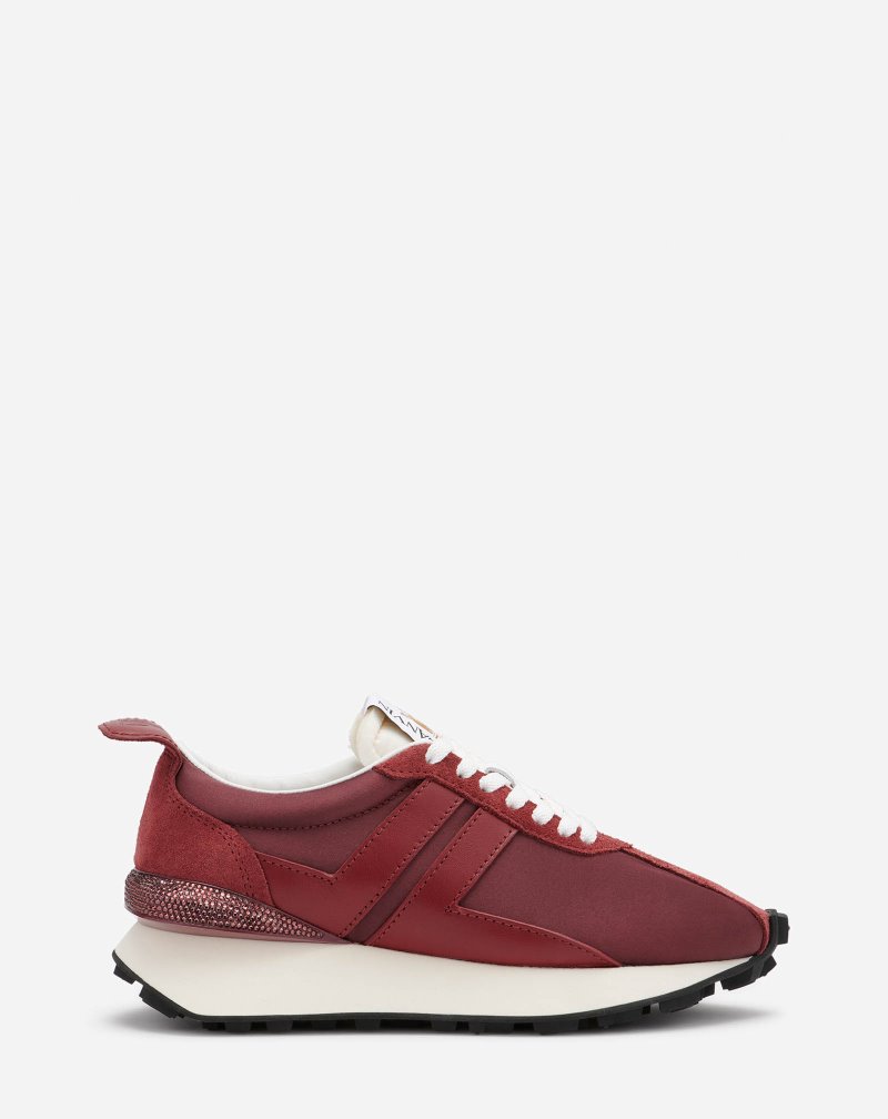 Lanvin Bumpr Sneakers In Satin And Rhinestones Sneakers Dam Mörkröda | SF90-6980C1