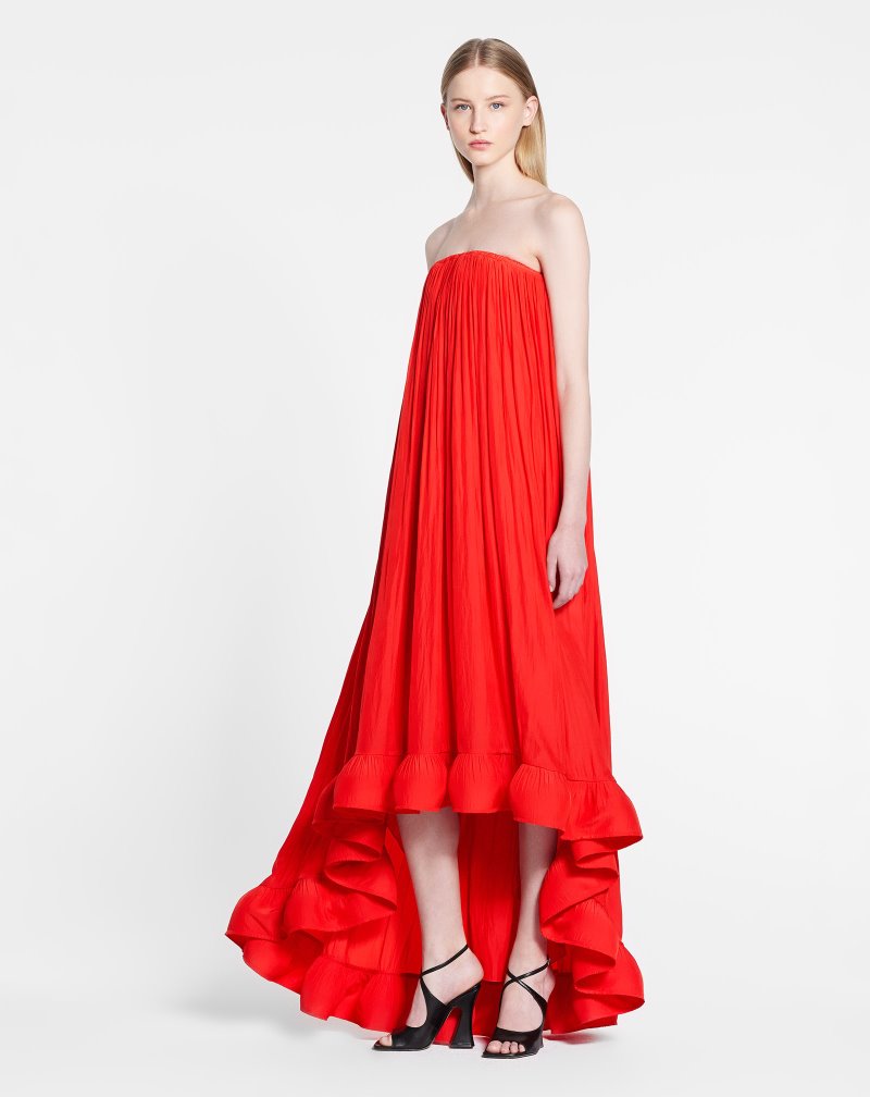 Lanvin Bustier Charmeuse Tribute Dress Klänning Dam Röda | ZD37-7477X2