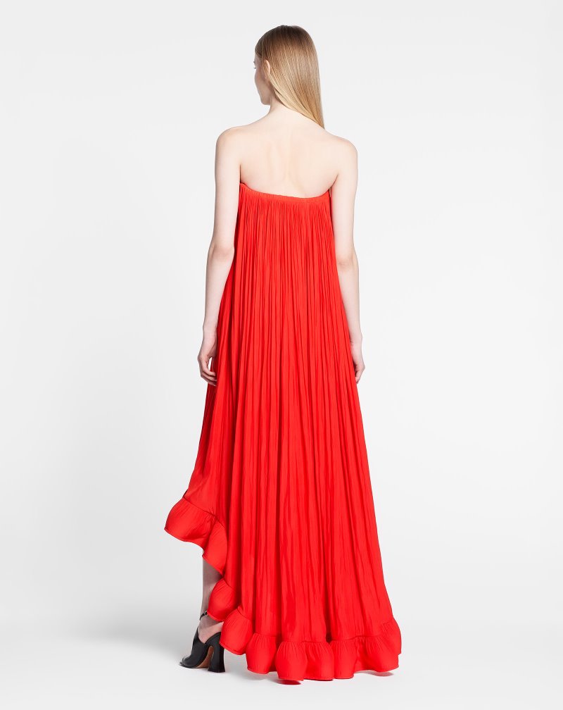 Lanvin Bustier Charmeuse Tribute Dress Klänning Dam Röda | ZD37-7477X2