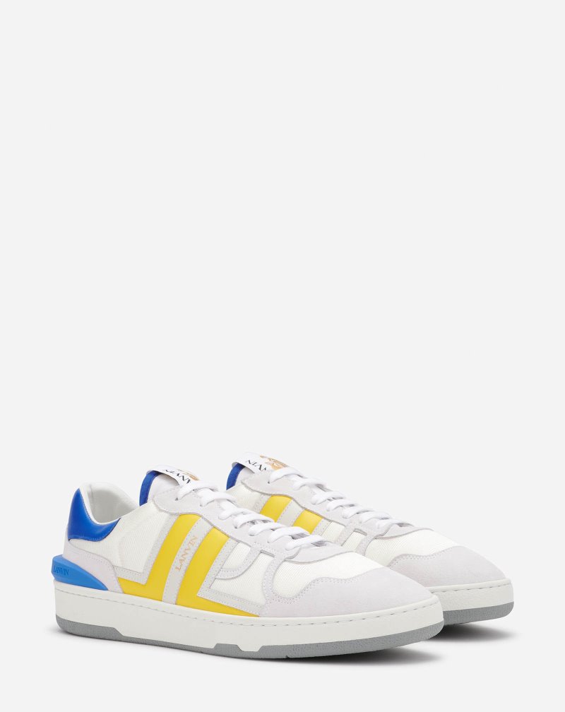 Lanvin Calfskin Clay Sneakers Sneakers Herr Blå Gula | LZ55-8775U2