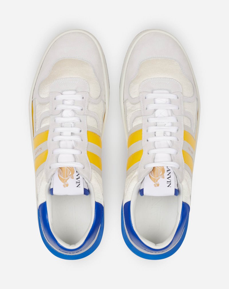 Lanvin Calfskin Clay Sneakers Sneakers Herr Blå Gula | LZ55-8775U2