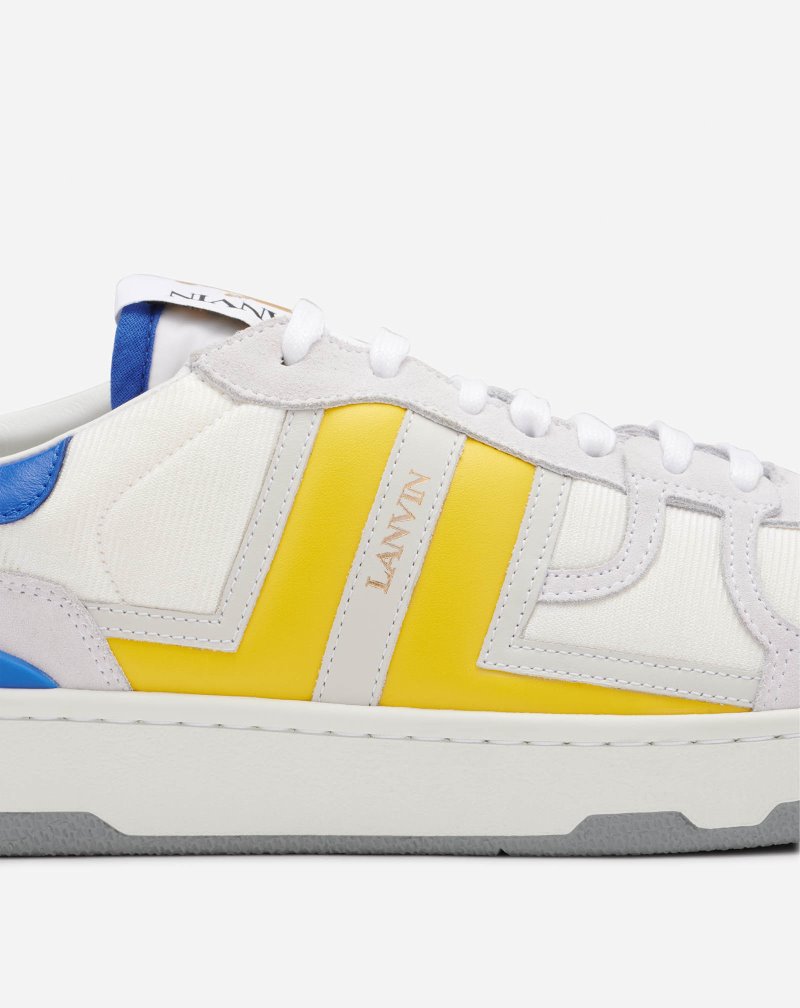 Lanvin Calfskin Clay Sneakers Sneakers Herr Blå Gula | LZ55-8775U2