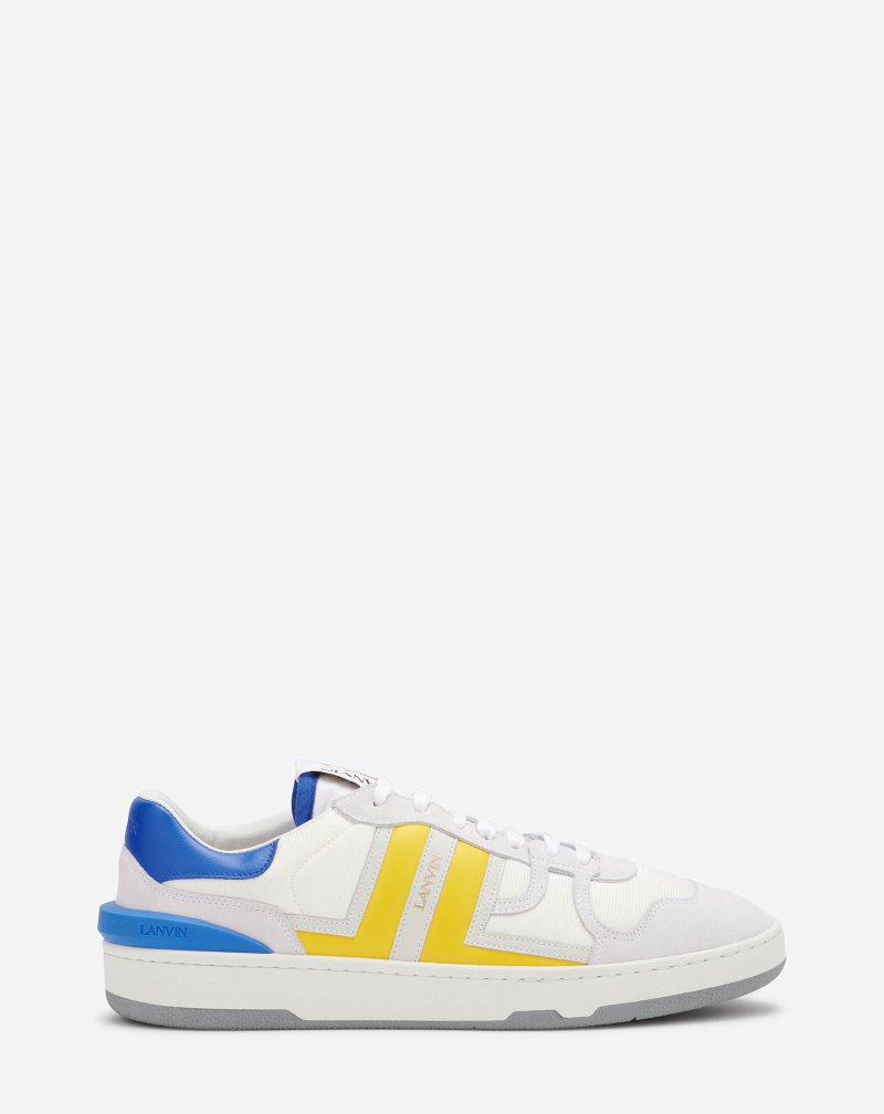 Lanvin Calfskin Clay Sneakers Sneakers Herr Blå Gula | LZ55-8775U2