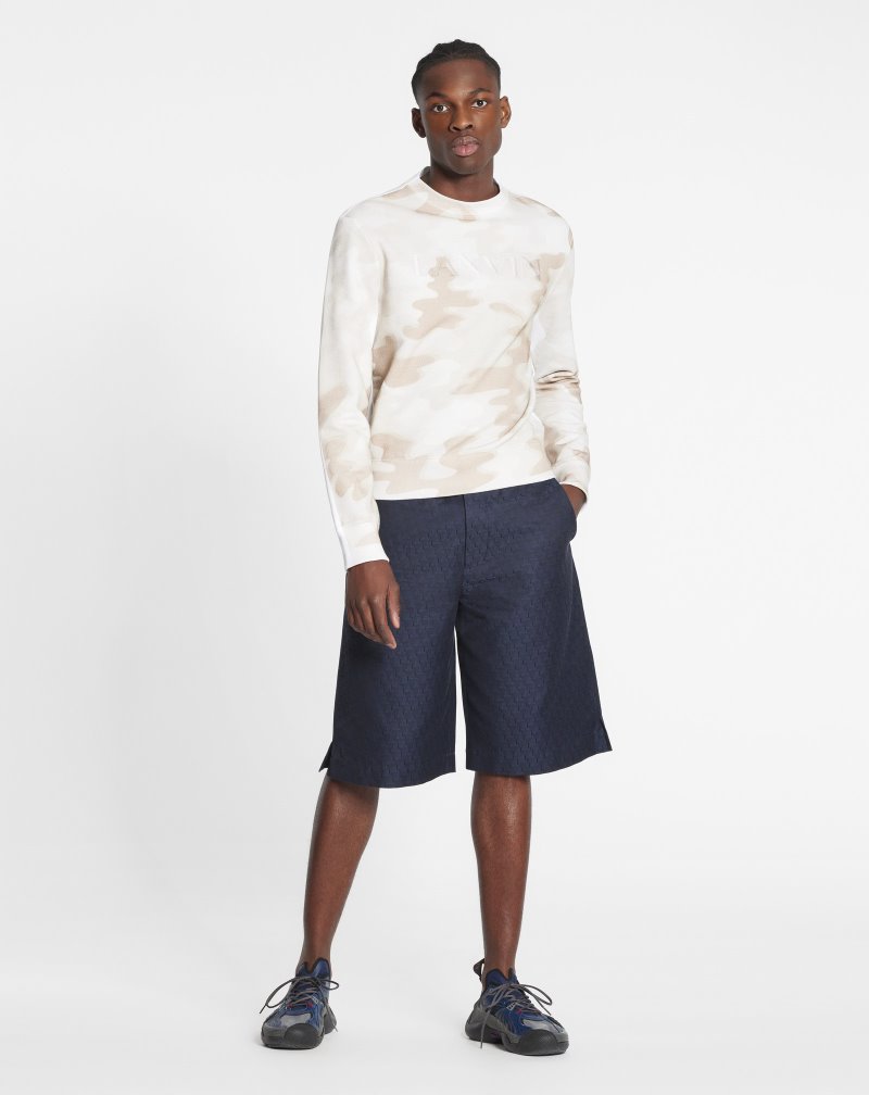 Lanvin Camouflage Printed Sweatshirt Tröjor Herr Beige | JY09-5999A1