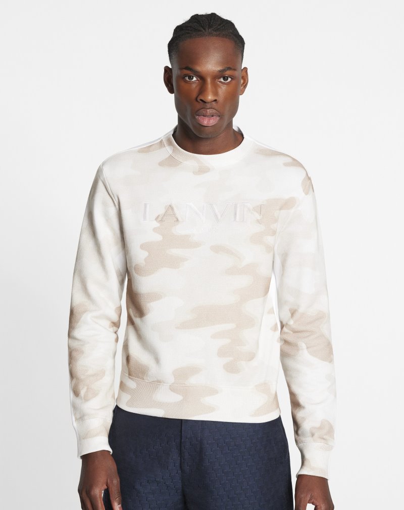 Lanvin Camouflage Printed Sweatshirt Tröjor Herr Beige | JY09-5999A1
