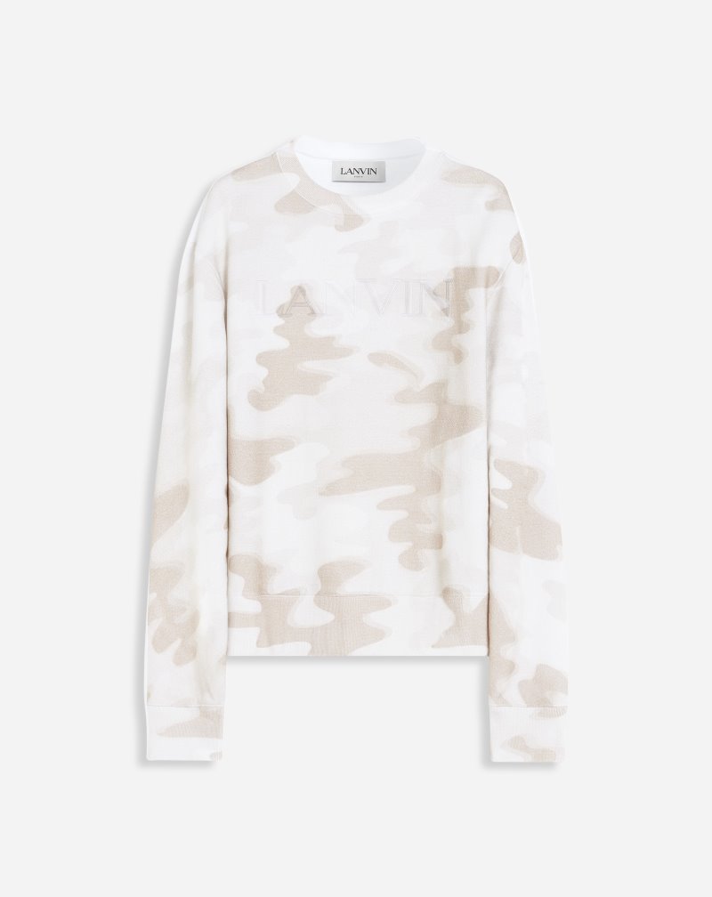Lanvin Camouflage Printed Sweatshirt Tröjor Herr Beige | JY09-5999A1