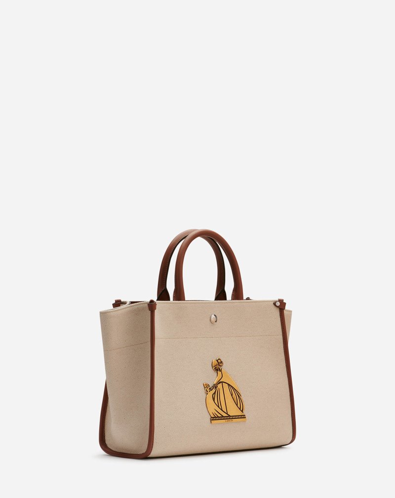 Lanvin Canvas In&Out Bag Sm With Plaque Toteväska Herr Beige Bruna | MI21-0721A8