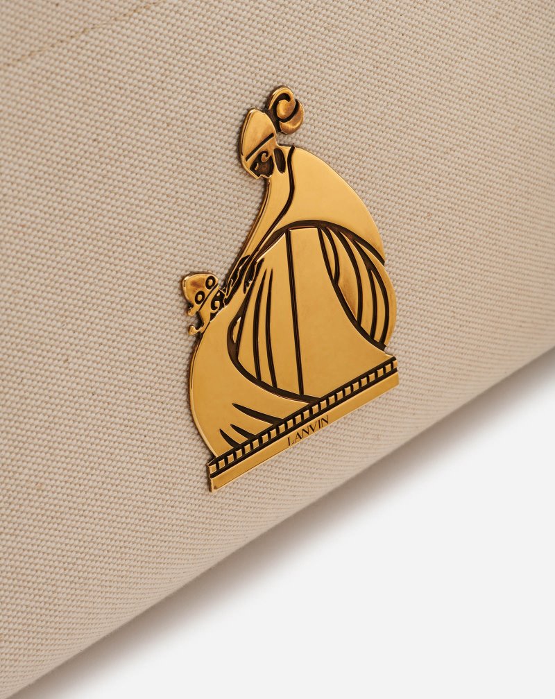 Lanvin Canvas In&Out Bag Sm With Plaque Toteväska Herr Beige Bruna | MI21-0721A8