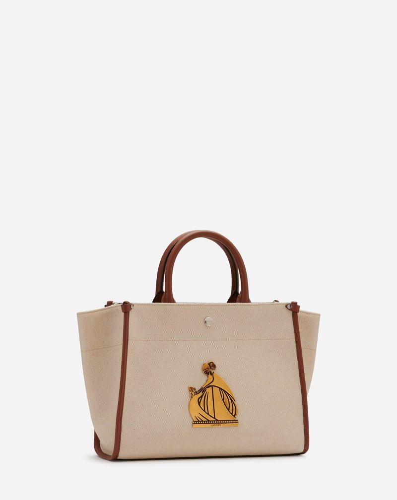 Lanvin Canvas In&Out Bag Sm With Plaque Toteväska Herr Beige Bruna | MI21-0721A8