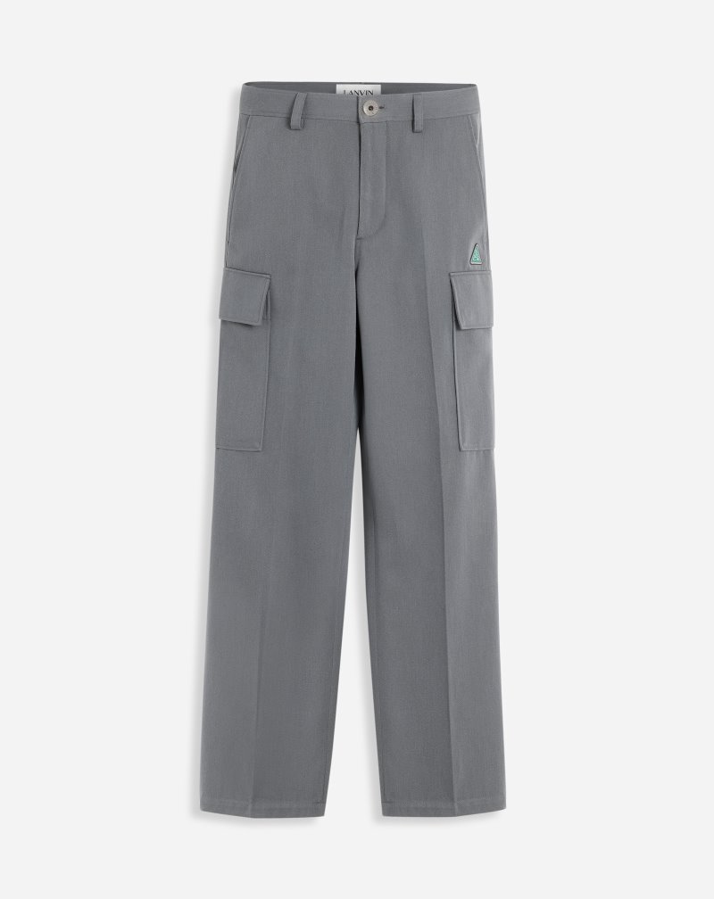 Lanvin Cargo Pants With Embroidered Lanvin Triangle Logo Byxor Herr Grå | FW68-5668U1