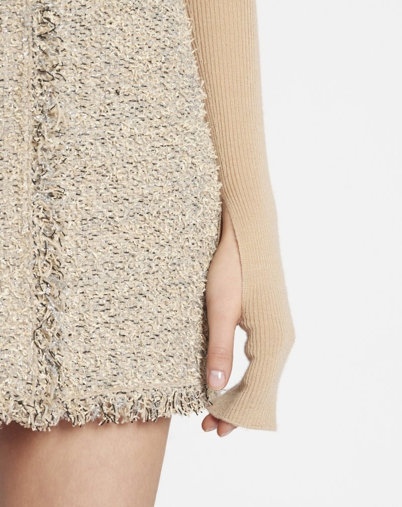 Lanvin Cashmere And Silk Long-sleeve Top Blast Dam Beige | BJ02-8932T7