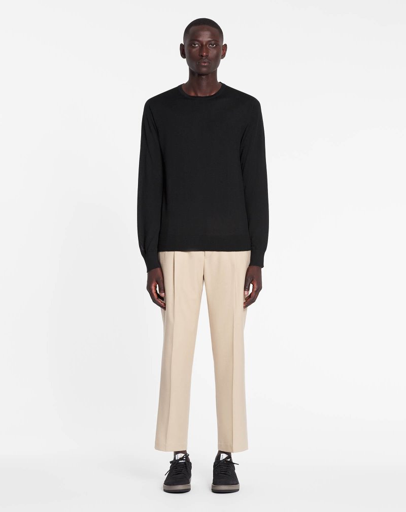 Lanvin Cashmere Round Neck Sweater Tröjor Herr Svarta | OQ54-5874T6