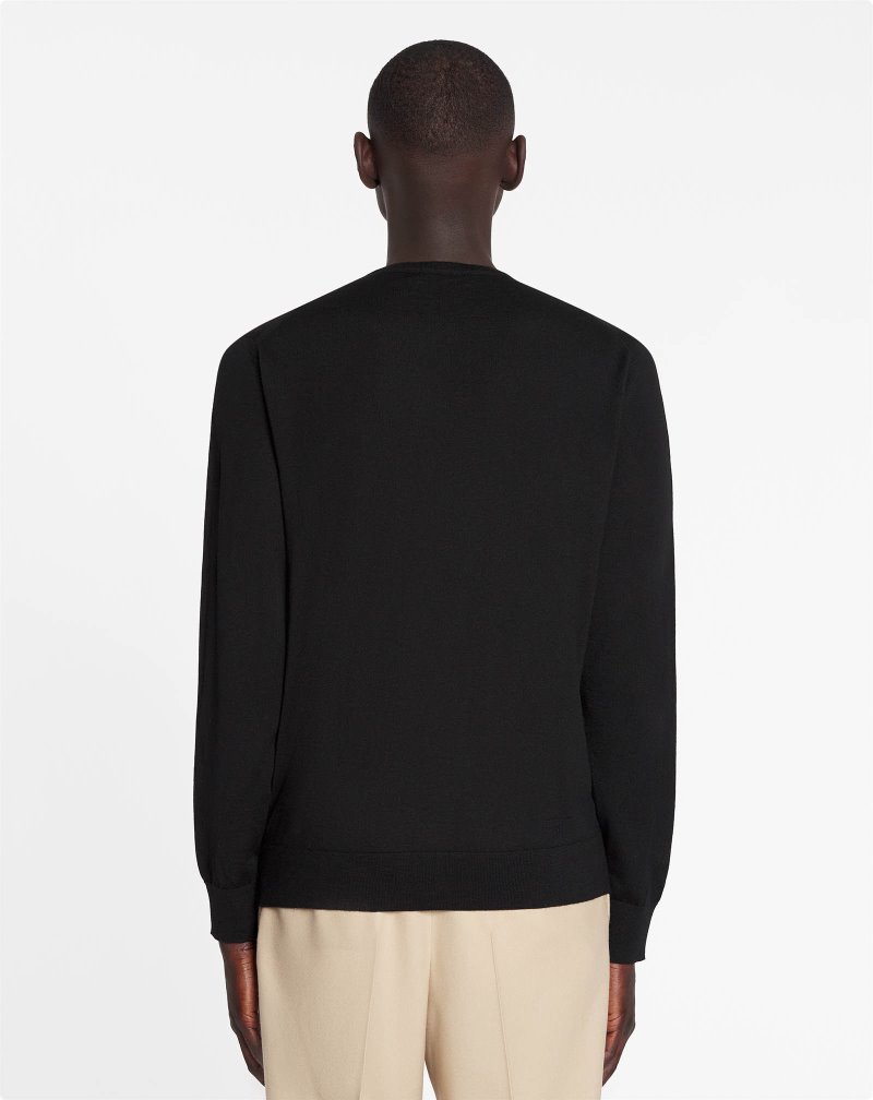 Lanvin Cashmere Round Neck Sweater Tröjor Herr Svarta | OQ54-5874T6