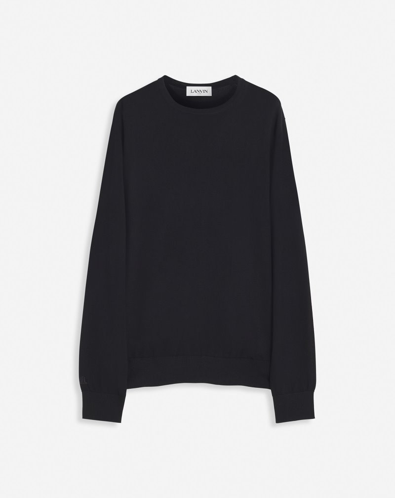 Lanvin Cashmere Round Neck Sweater Tröjor Herr Svarta | OQ54-5874T6