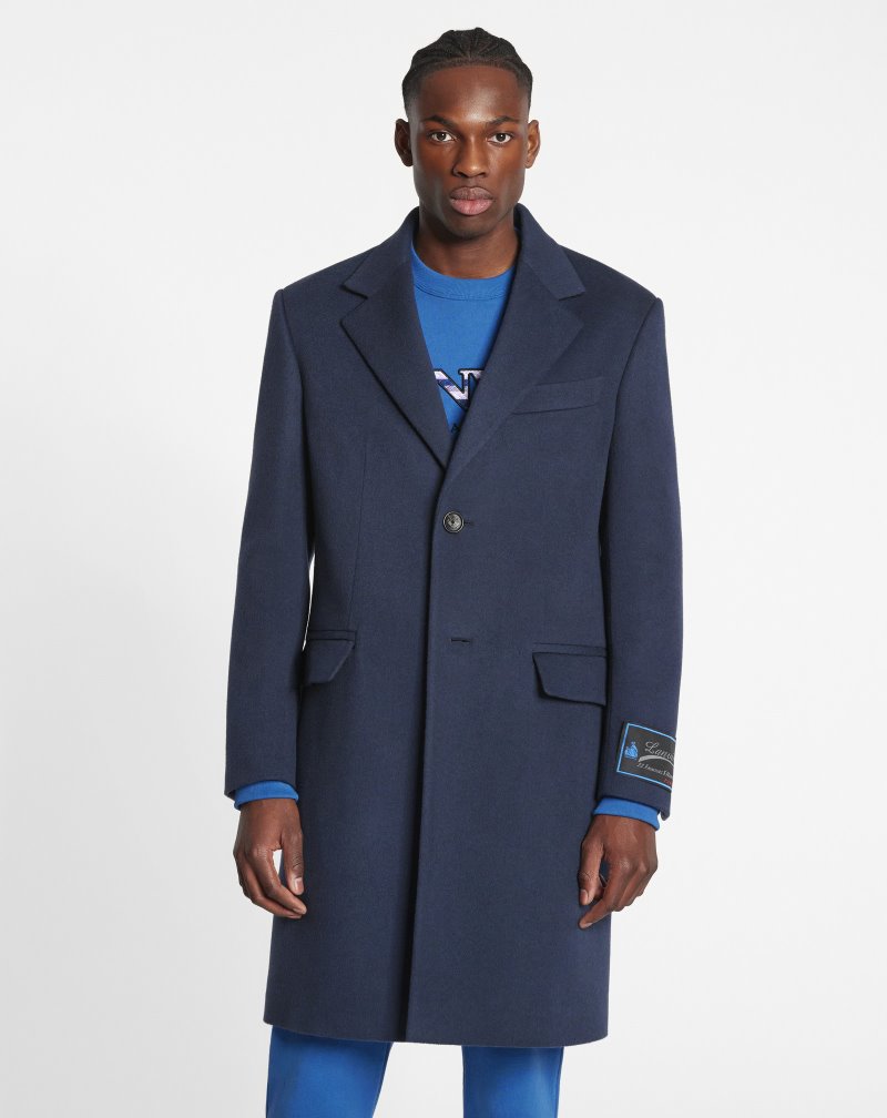 Lanvin Classic Coat With Signature Lanvin Patch Rockar Herr Blå | FX77-8047E1