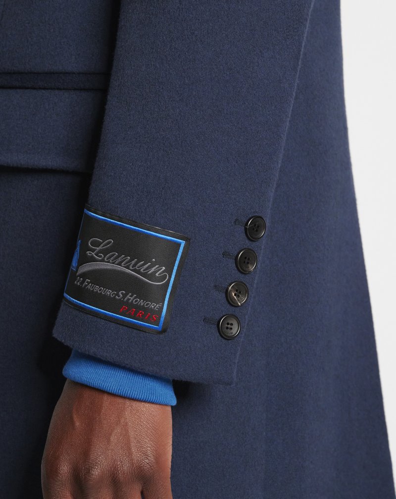 Lanvin Classic Coat With Signature Lanvin Patch Rockar Herr Blå | FX77-8047E1