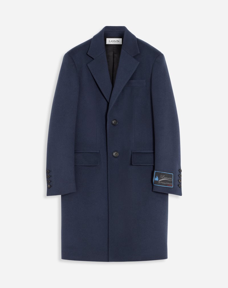Lanvin Classic Coat With Signature Lanvin Patch Rockar Herr Blå | FX77-8047E1
