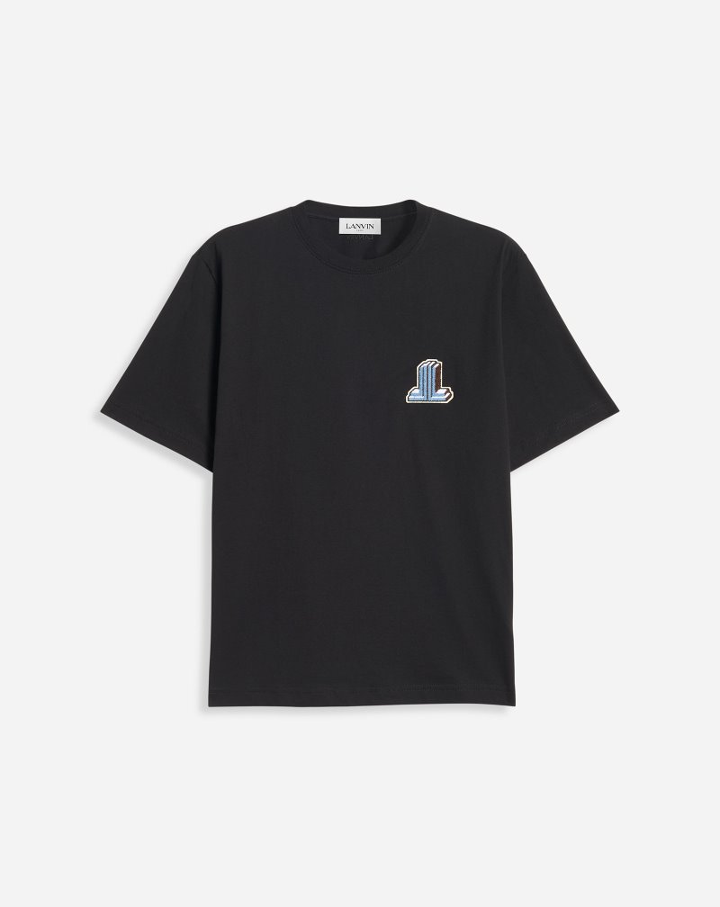 Lanvin Classic Embroidered T Shirts T-shirt Herr Svarta | OV31-3751D4