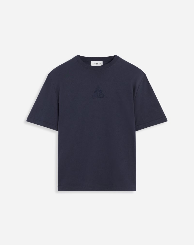 Lanvin Classic Lanvin Triangle Logo T Shirts T-shirt Herr Blå | XA69-1139D1