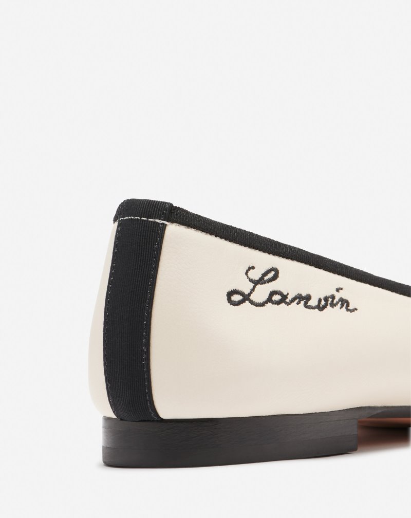Lanvin Classic Leather Ballet Pumps Klackar Dam Beige | DL79-6589C7
