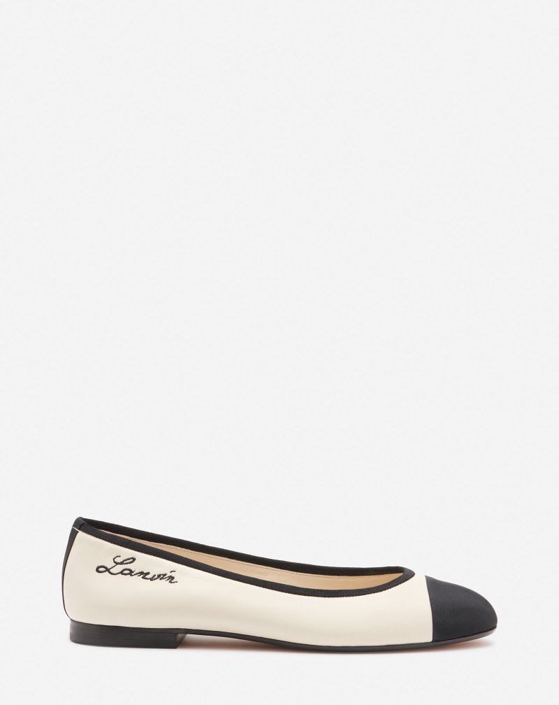 Lanvin Classic Leather Ballet Pumps Klackar Dam Beige | DL79-6589C7